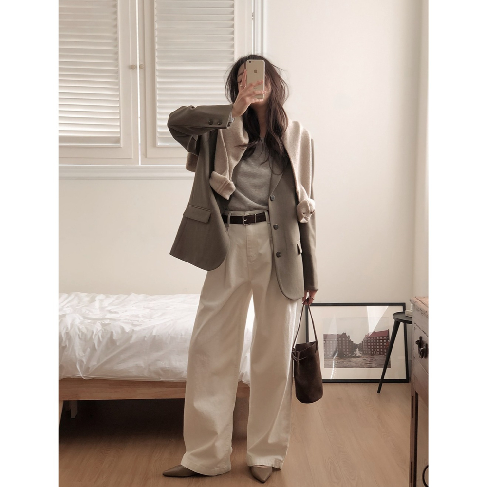 3種褲長✿ 正韓製365寬鬆細褶錐形褲 pants 3色 ( slowand 自訂款 ) 長褲 高腰 棉褲-細節圖8