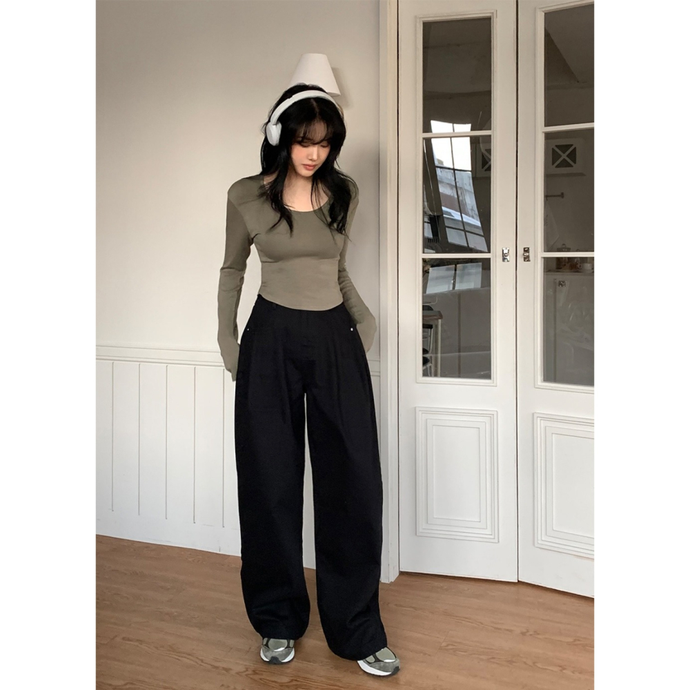 3種褲長✿ 正韓製365寬鬆細褶錐形褲 pants 3色 ( slowand 自訂款 ) 長褲 高腰 棉褲-細節圖11