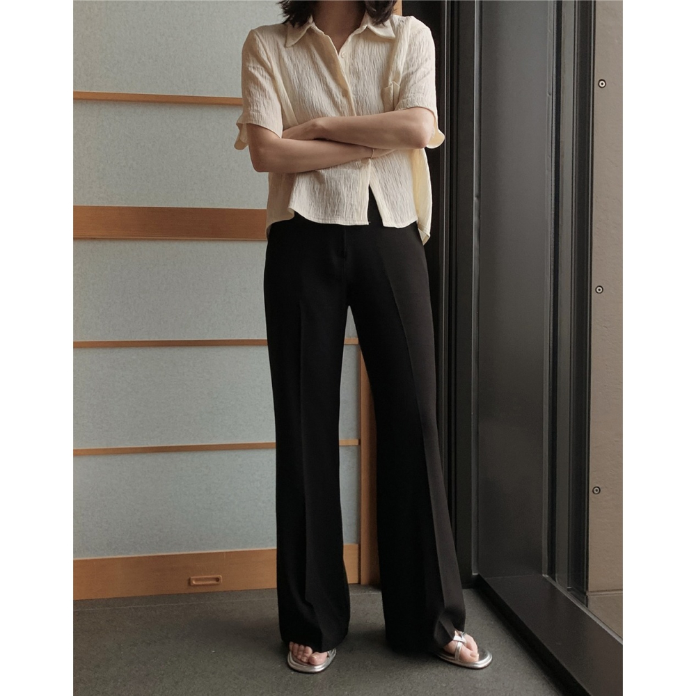 生活防水💝 正韓製高腰中長款靴型褲 pants （ slowand 自訂款 ） 長褲 修身 顯瘦-細節圖5