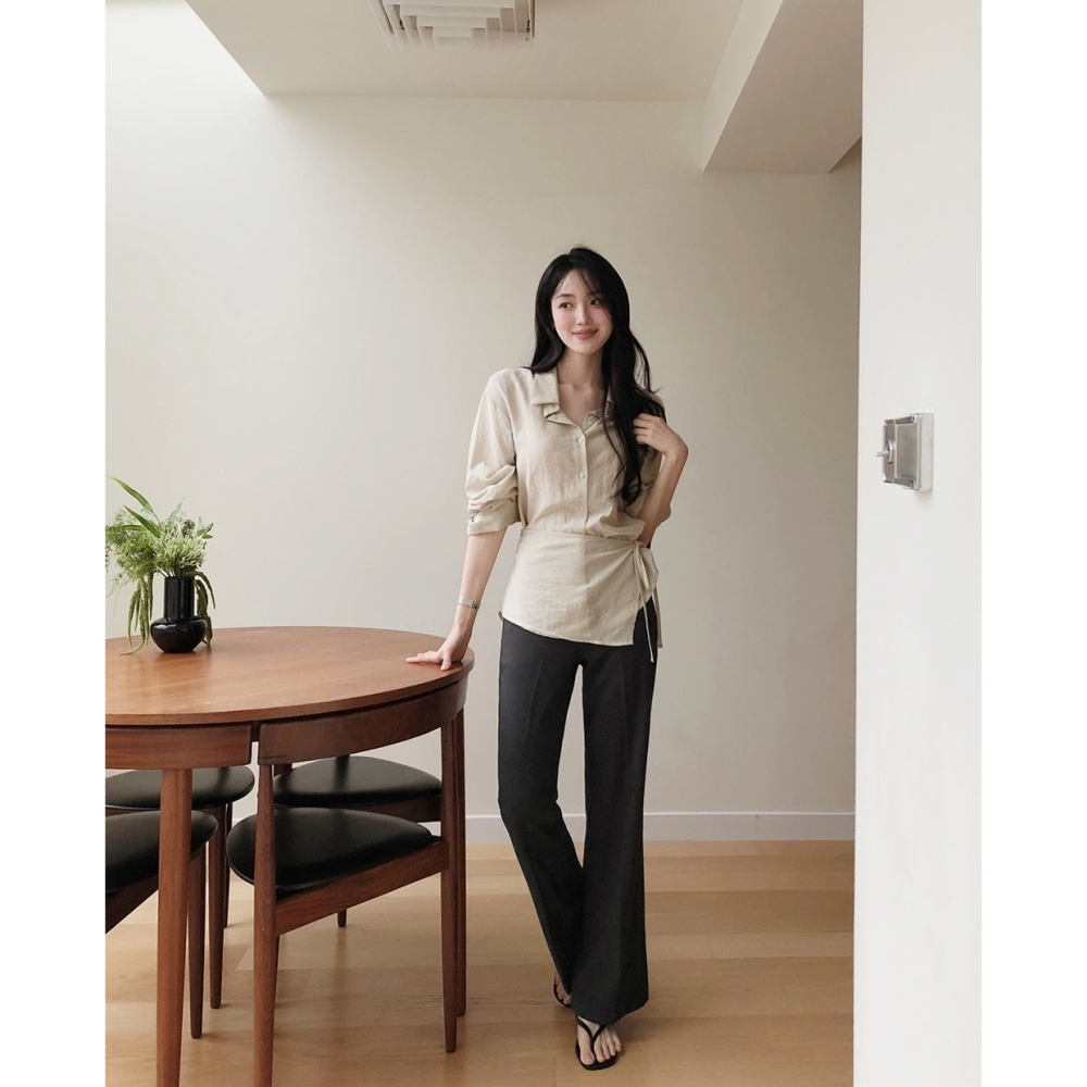 生活防水💝 正韓製高腰中長款靴型褲 pants （ slowand 自訂款 ） 長褲 修身 顯瘦-細節圖7