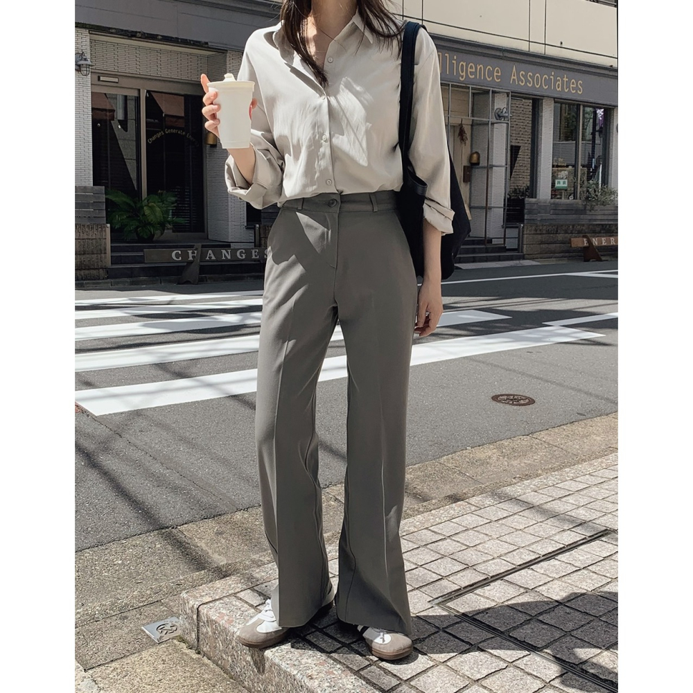 生活防水💝 正韓製高腰中長款靴型褲 pants （ slowand 自訂款 ） 長褲 修身 顯瘦-細節圖10