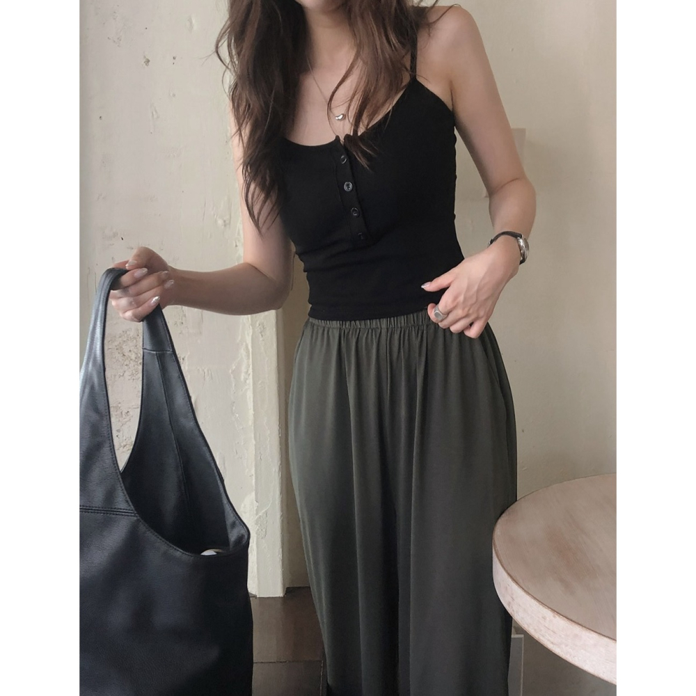 素色/條紋 正韓製有胸墊細肩帶背心 sleeveless 4色 （ slowand 自訂款 ） 無袖 上衣 吊帶 罩杯-細節圖4