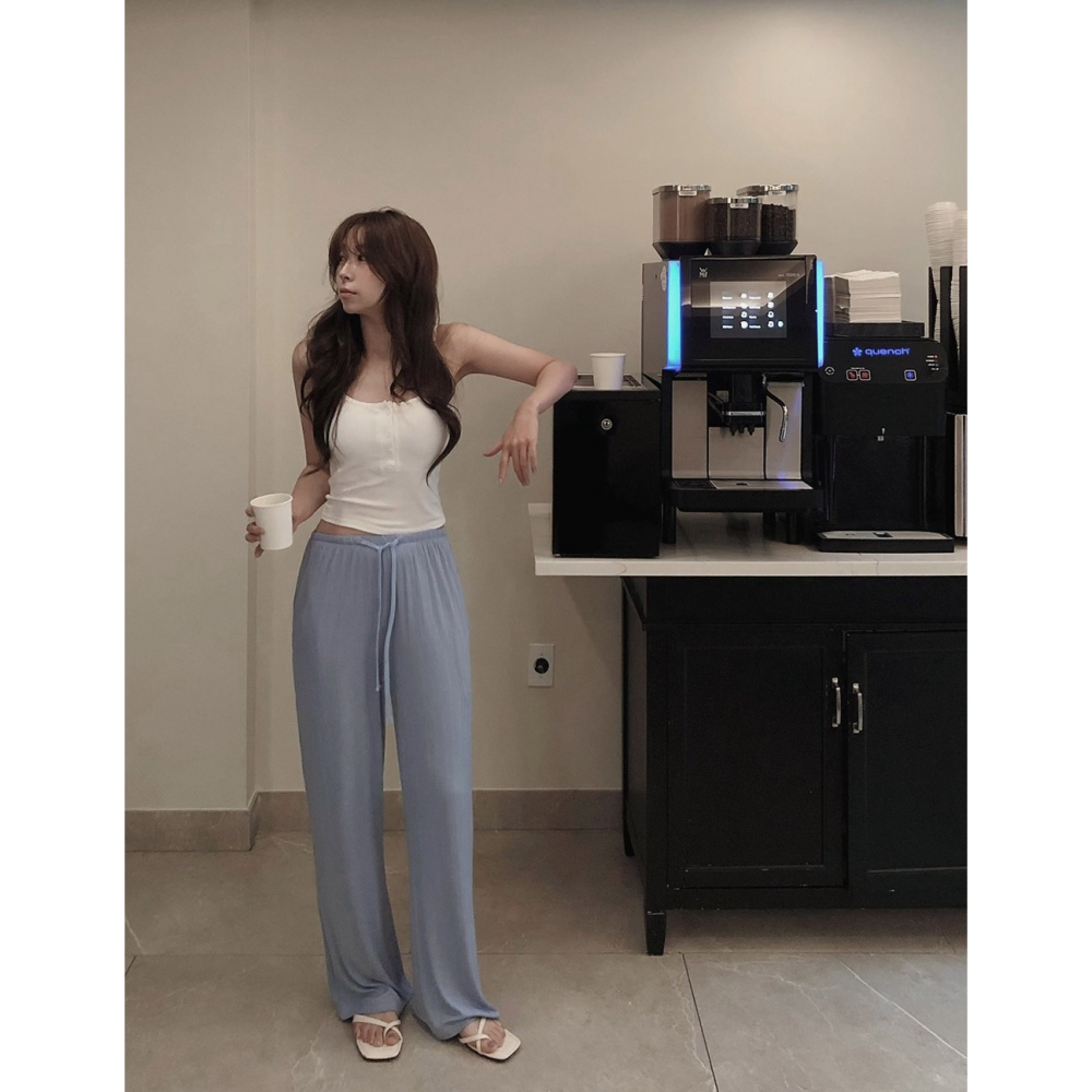 素色/條紋 正韓製有胸墊細肩帶背心 sleeveless 4色 （ slowand 自訂款 ） 無袖 上衣 吊帶 罩杯-細節圖11