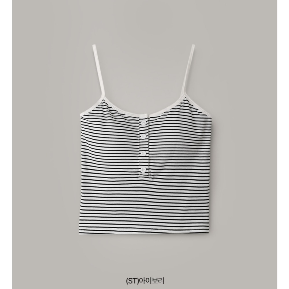 素色/條紋 正韓製有胸墊細肩帶背心 sleeveless 4色 （ slowand 自訂款 ） 無袖 上衣 吊帶 罩杯-規格圖11