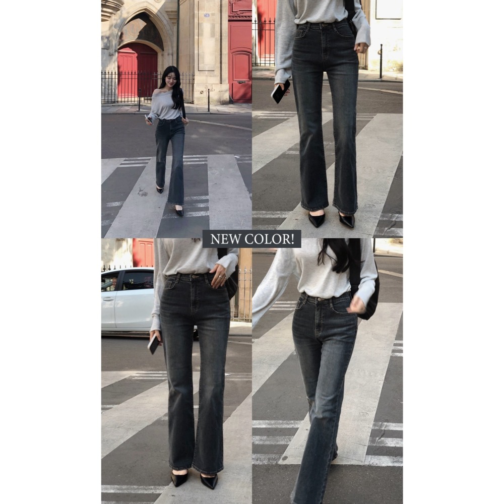正韓製隱藏鬆緊帶靴型褲 pants （ slowand 自訂款 ） 나이브 히든밴딩 세미부츠컷 팬츠-細節圖2