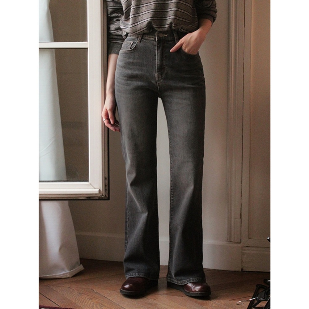 正韓製隱藏鬆緊帶靴型褲 pants （ slowand 自訂款 ） 나이브 히든밴딩 세미부츠컷 팬츠-細節圖9
