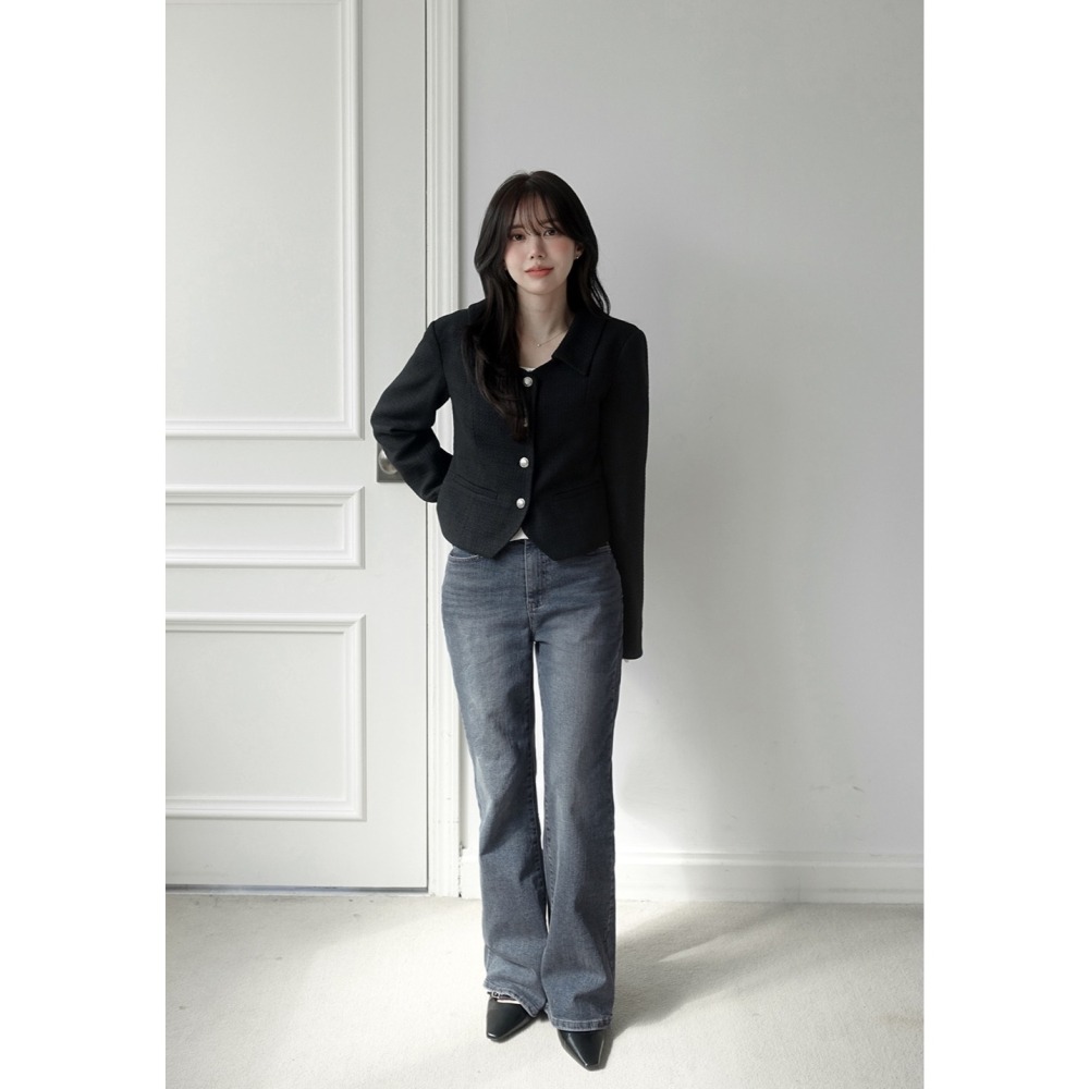 正韓製隱藏鬆緊帶靴型褲 pants （ slowand 自訂款 ） 나이브 히든밴딩 세미부츠컷 팬츠-細節圖10