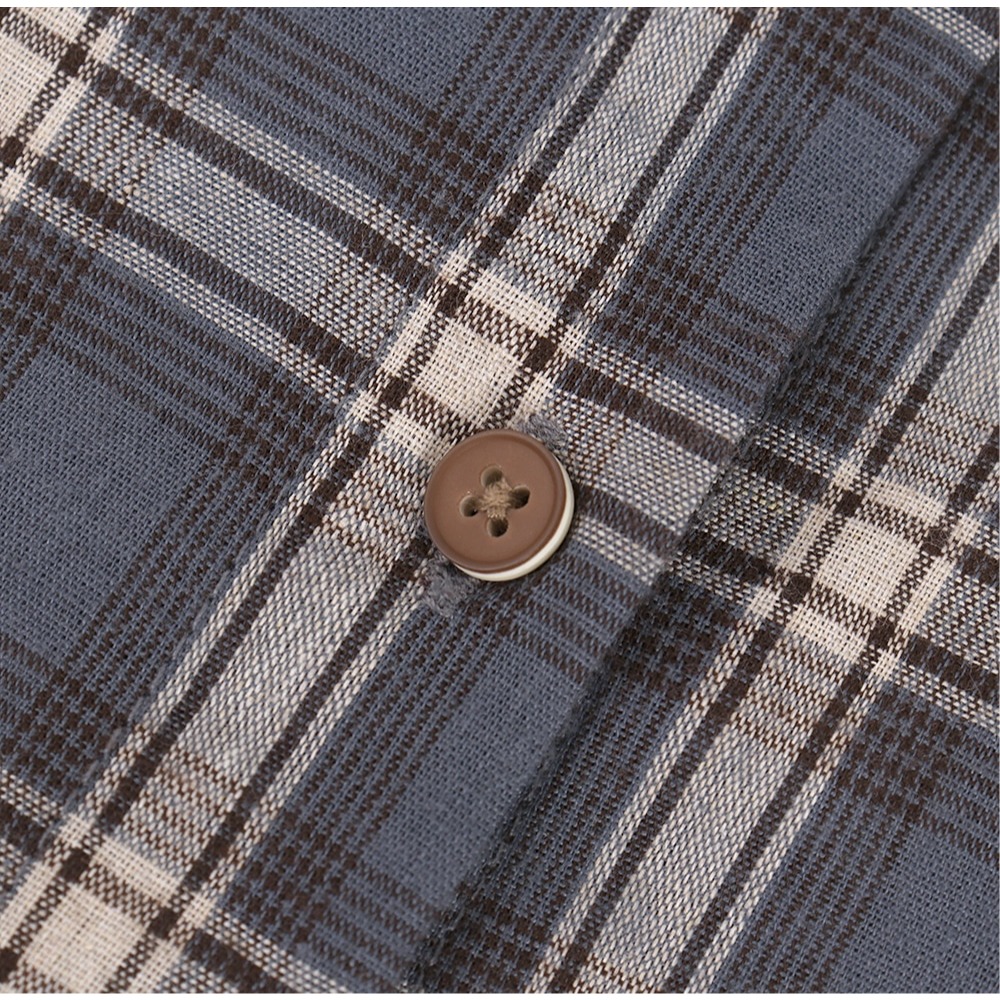 🍂 正韓製秋天沈穩色系格紋襯衫 shirt （ slowand 自訂款 ） 長袖 外套 上衣-細節圖11