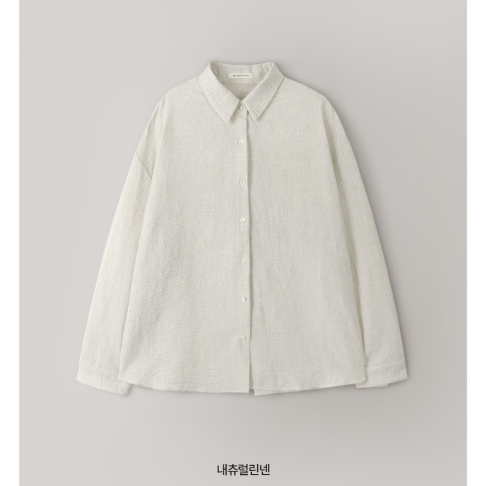 正韓製自然紋路亞麻襯衫 shirt 2色 ( slowand 自訂款 ) 褶皺感 長袖 上衣 寬鬆 外套-規格圖11