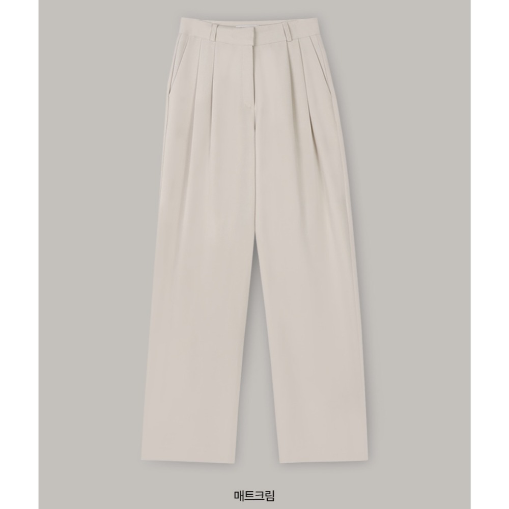 No減肥 有新色🍂 正韓製簡潔線條長褲 pants （ slowand 自訂款 ） 打褶褲 顯瘦 垂墜 上班褲 西裝褲-奶油色