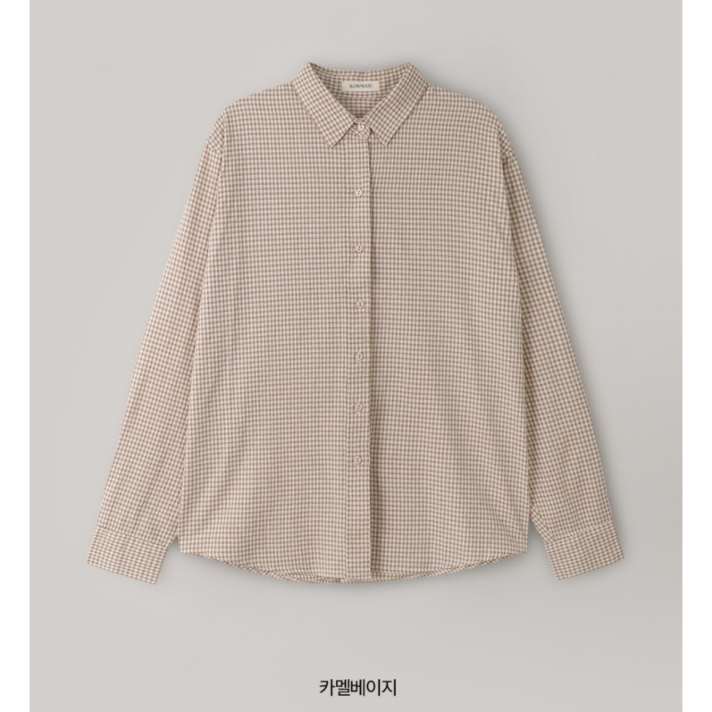 🍂 正韓製水洗英倫格紋襯衫 shirt （ slowand 自訂款 ） 長袖 上衣-規格圖11