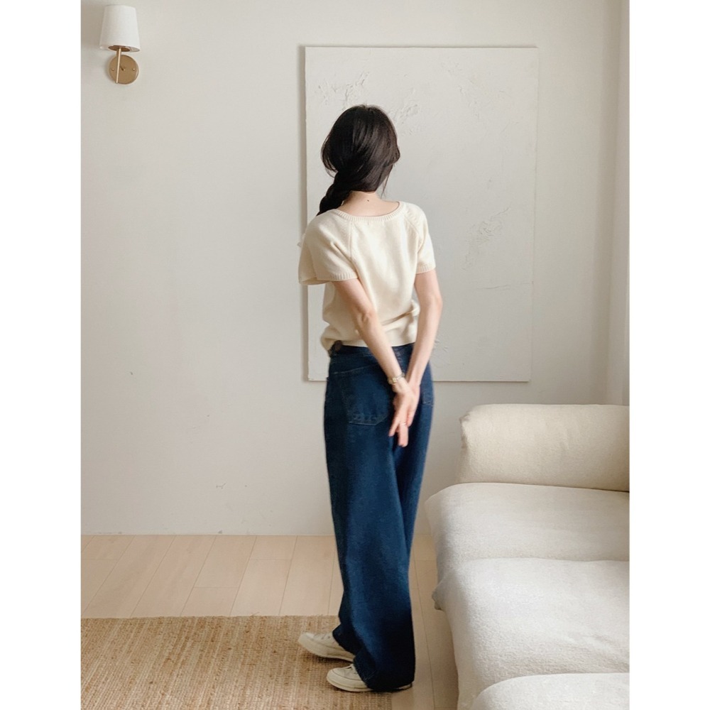 🍂 正韓製-3kg柔軟修身短袖上衣 knit （ slowand 自訂款 ）-細節圖4