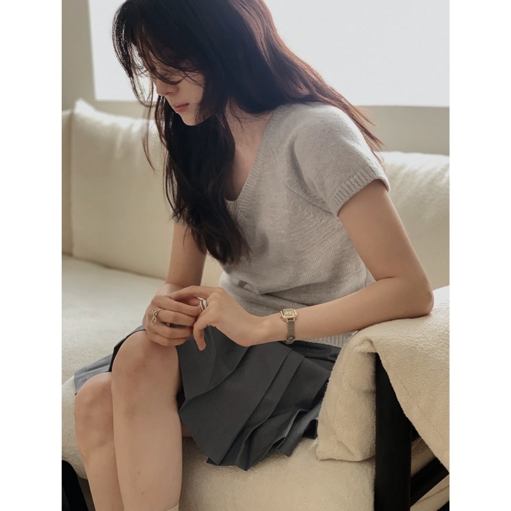 🍂 正韓製-3kg柔軟修身短袖上衣 knit （ slowand 自訂款 ）-細節圖10