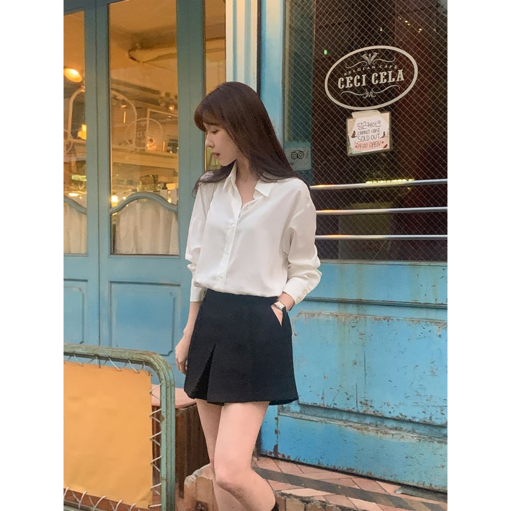 正韓製高級感真絲襯衫 blouse 4色 ( cherrykoko 自訂款 ) 長袖 上衣 絲綢-細節圖11