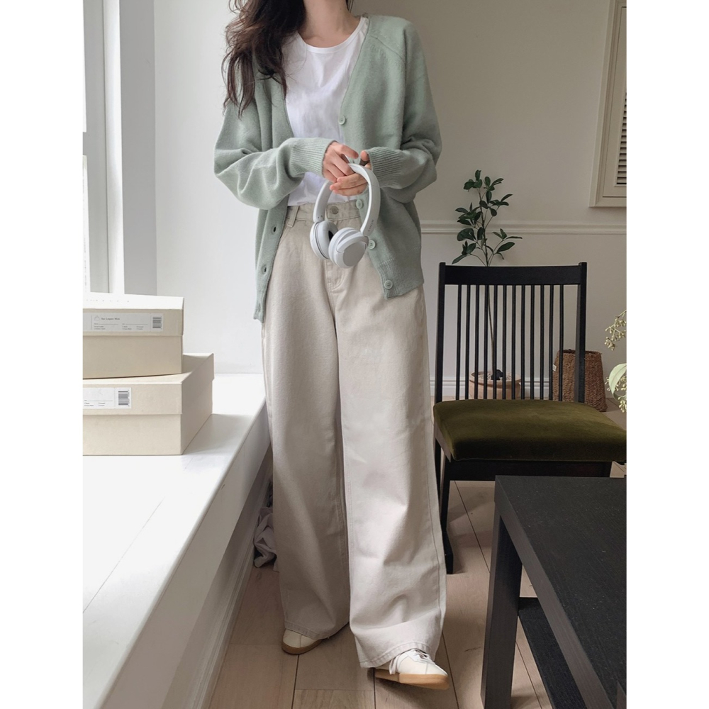 2種褲長✿ 正韓製More鹽灰色寬鬆牛仔褲 pants ( slowand 自訂款 ) 長褲 寬管 寬褲 落地褲-細節圖5