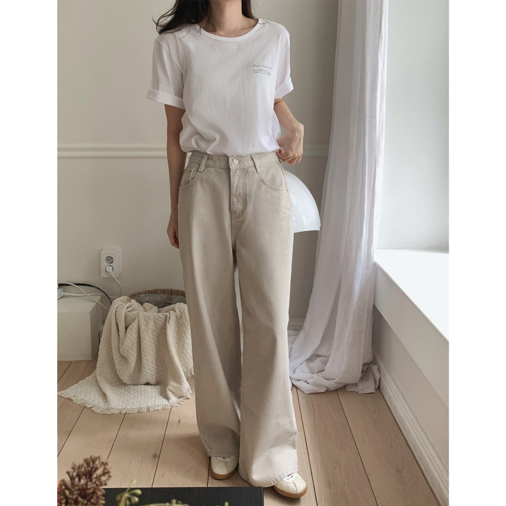 2種褲長✿ 正韓製More鹽灰色寬鬆牛仔褲 pants ( slowand 自訂款 ) 長褲 寬管 寬褲 落地褲-細節圖6