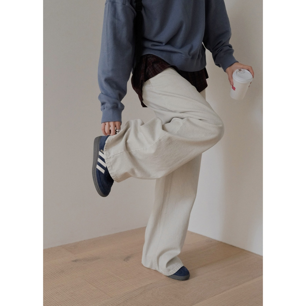 2種褲長✿ 正韓製More鹽灰色寬鬆牛仔褲 pants ( slowand 自訂款 ) 長褲 寬管 寬褲 落地褲-細節圖7