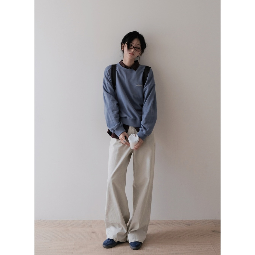 2種褲長✿ 正韓製More鹽灰色寬鬆牛仔褲 pants ( slowand 自訂款 ) 長褲 寬管 寬褲 落地褲-細節圖8