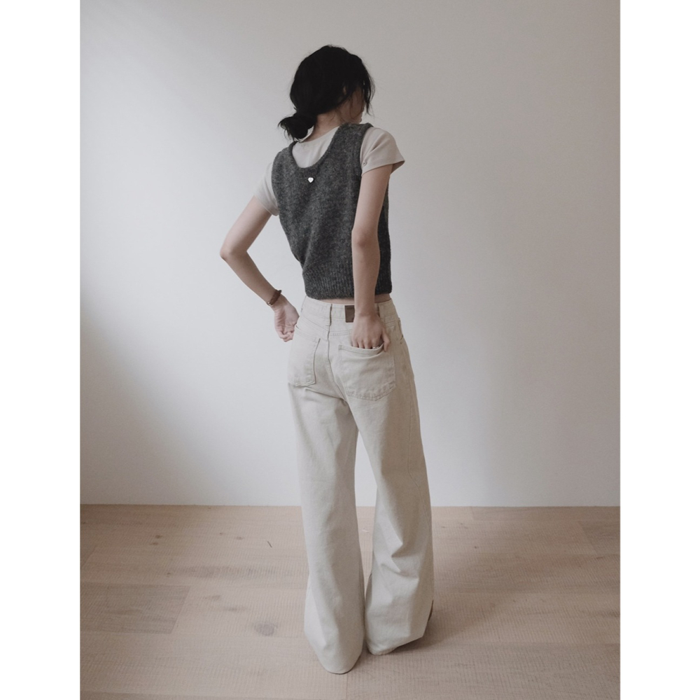 2種褲長✿ 正韓製More鹽灰色寬鬆牛仔褲 pants ( slowand 自訂款 ) 長褲 寬管 寬褲 落地褲-細節圖11