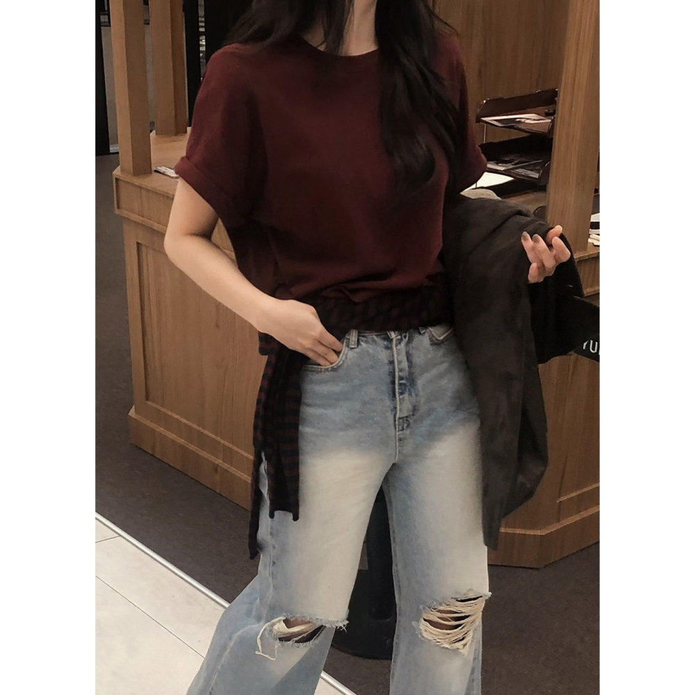 柔軟後車線刷毛短袖上衣 tee 8色 ( slowand 自訂款 ) 捲邊 桃皮絨 短T 短踢 T恤-細節圖5