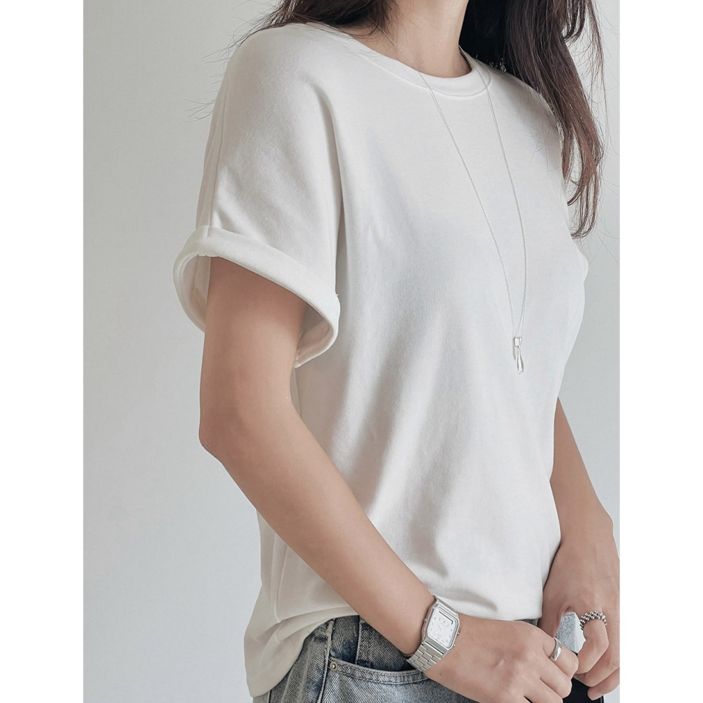 柔軟後車線刷毛短袖上衣 tee 8色 ( slowand 自訂款 ) 捲邊 桃皮絨 短T 短踢 T恤-細節圖6