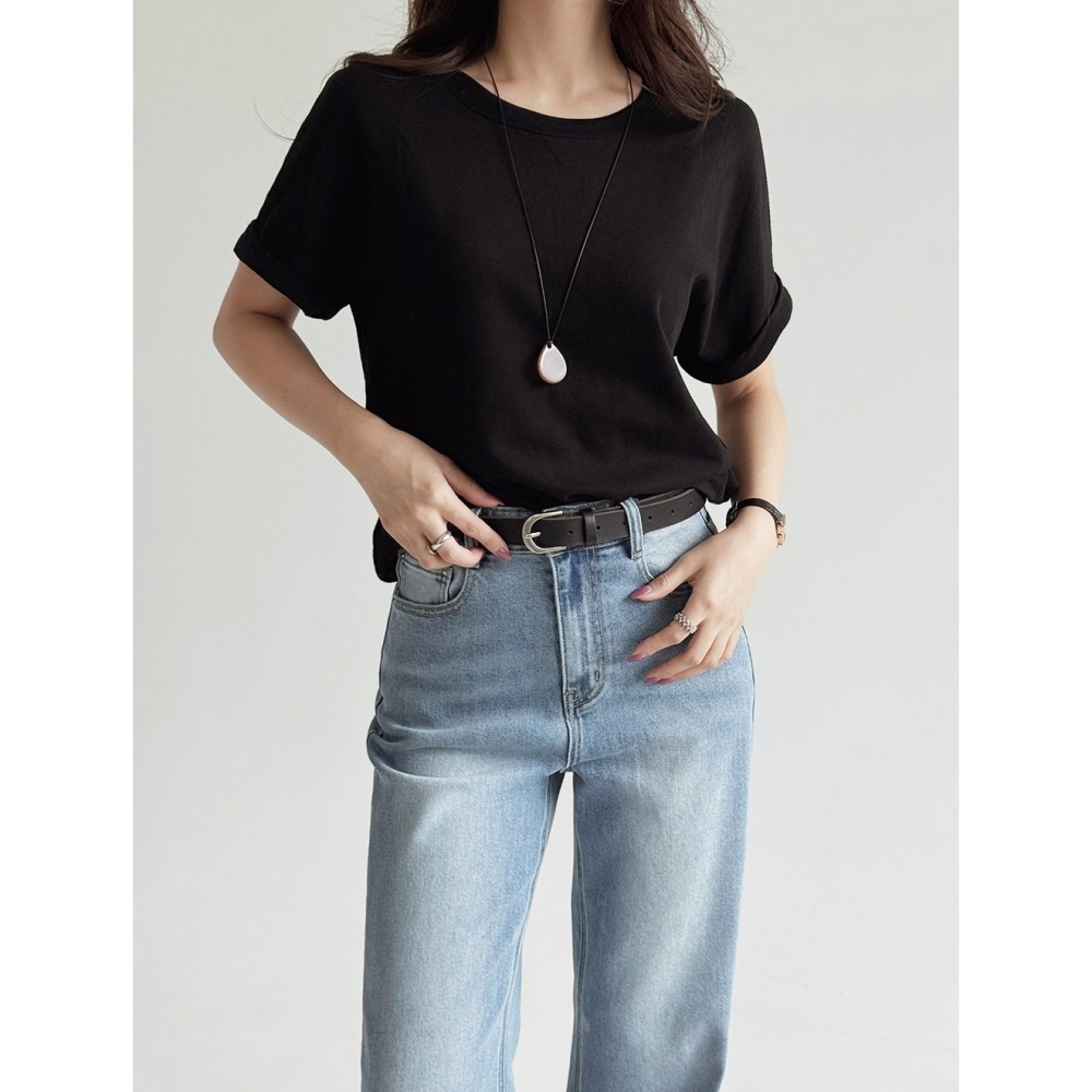 柔軟後車線刷毛短袖上衣 tee 8色 ( slowand 自訂款 ) 捲邊 桃皮絨 短T 短踢 T恤-細節圖8