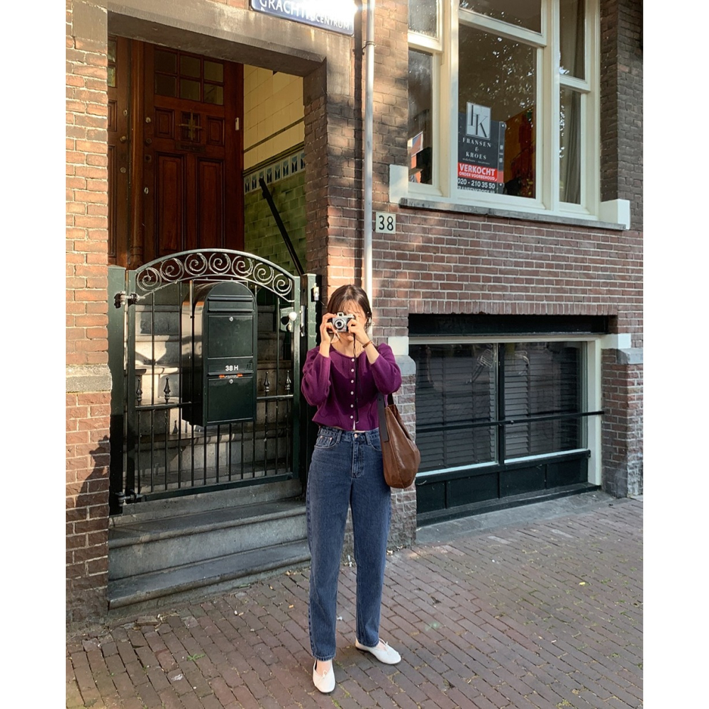 正韓製撞色細節針織外套 cardigan 6色 ( slowand 自訂款 ) 長袖 圓領 毛衣 開襟毛衫-細節圖7