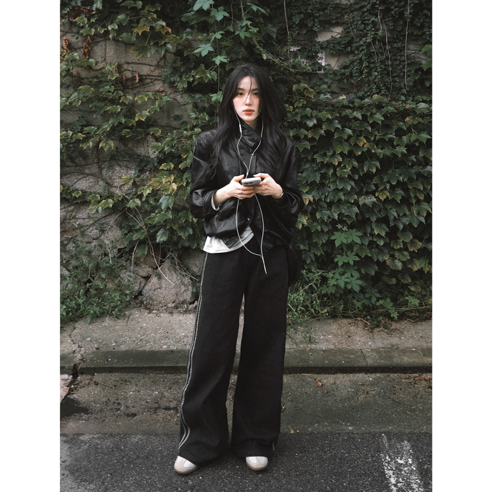 外套+包包✿ 裂紋感皮質外套 jacket （ slowand 自訂款 ） 長袖 夾克 皮衣 皮外套-細節圖7