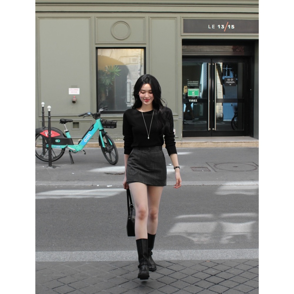 正韓製日常精選舒適針織上衣 tee 6色 ( slowand 自訂款 ) 長袖 長T 圓領 親膚-細節圖4