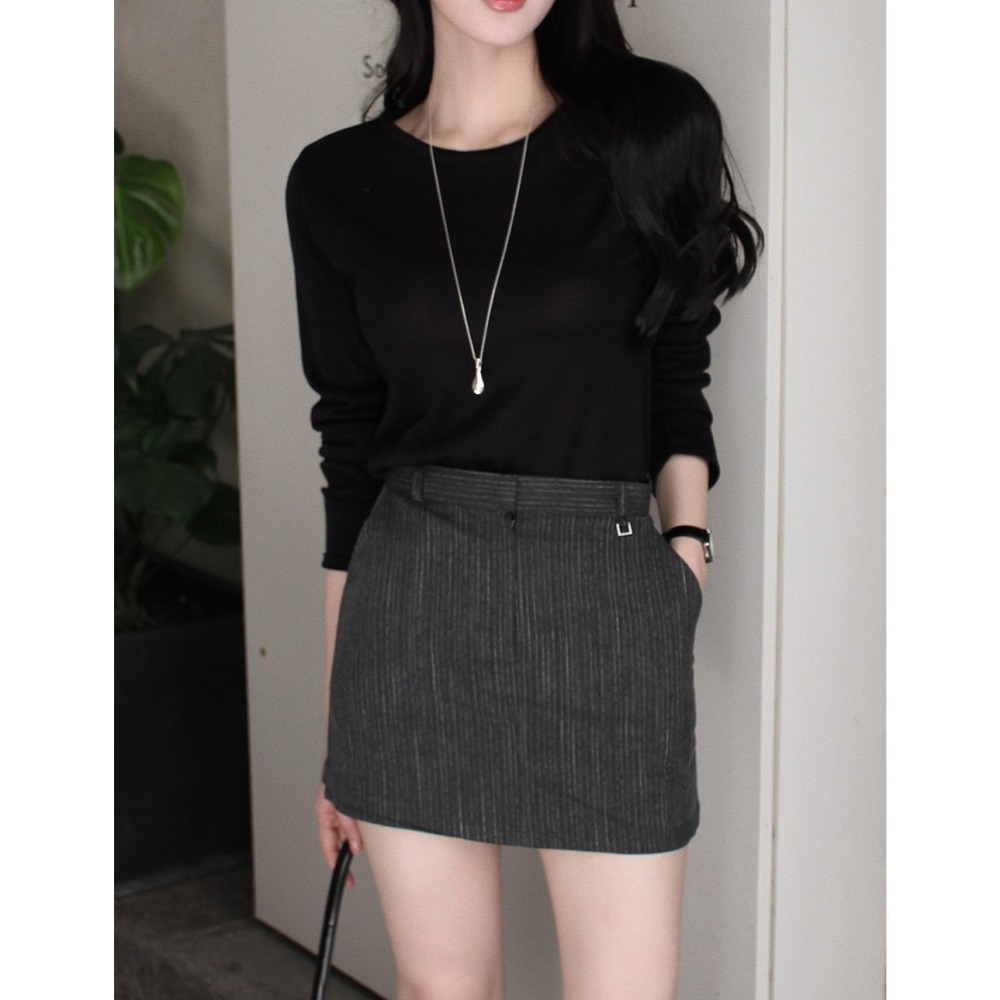 正韓製日常精選舒適針織上衣 tee 6色 ( slowand 自訂款 ) 長袖 長T 圓領 親膚-細節圖6