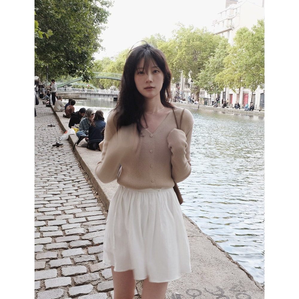 不走光推薦✿ 正韓製羅紋針織鈕扣開襟衫 cardigan 5色 ( slowand 自訂款 ) 長袖 外套 罩衫-細節圖2