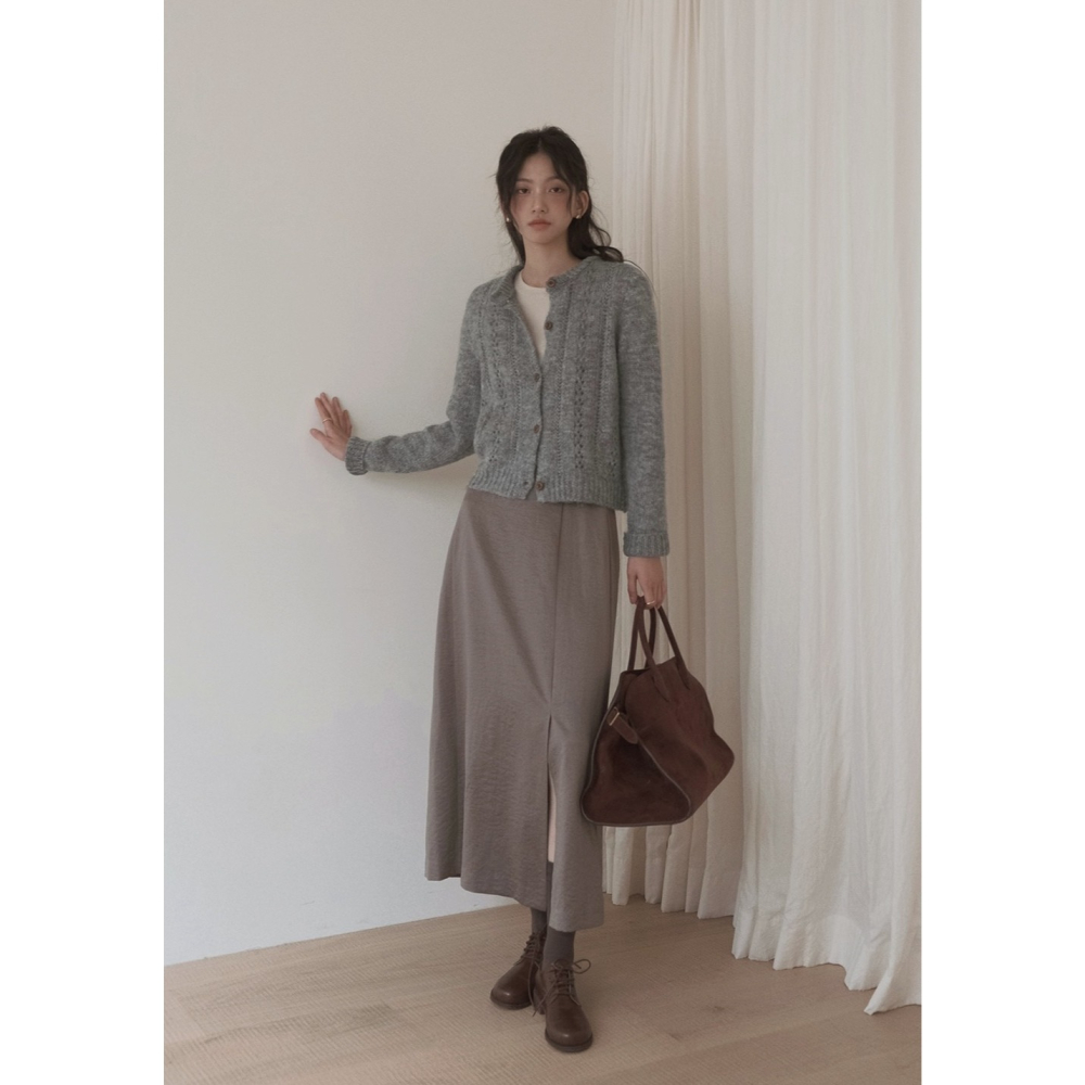 復古感鏤空雕花針織外套 cardigan 3色 ( slowand ) 長袖 毛衣 罩衫 毛衫-細節圖6
