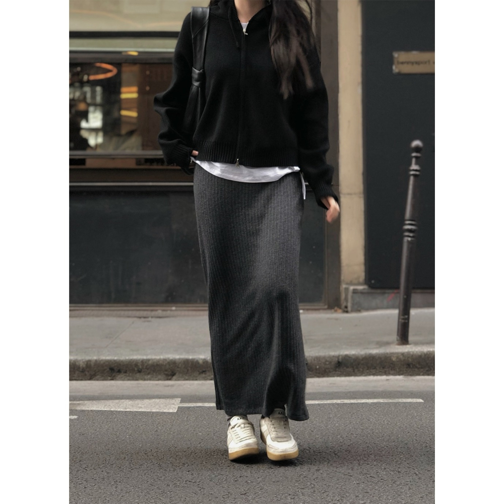 正韓製 All Day 針織長裙 skirt 2色 ( slowand 自訂款 ) 2種裙長-細節圖5
