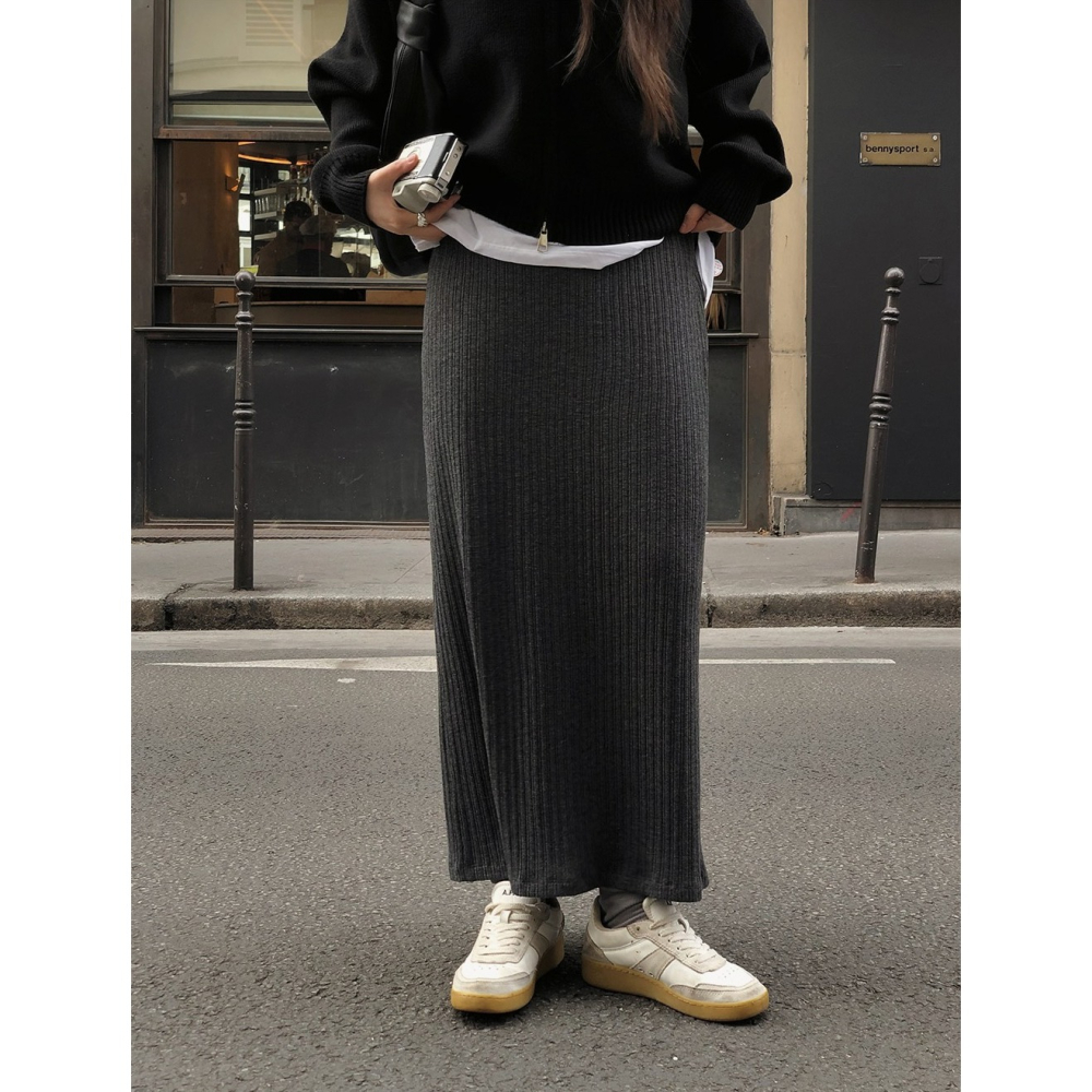 正韓製 All Day 針織長裙 skirt 2色 ( slowand 自訂款 ) 2種裙長-細節圖6