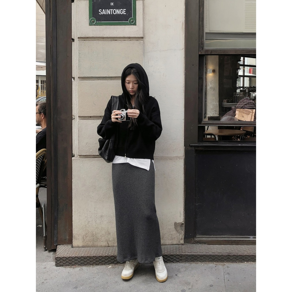 正韓製 All Day 針織長裙 skirt 2色 ( slowand 自訂款 ) 2種裙長-細節圖7