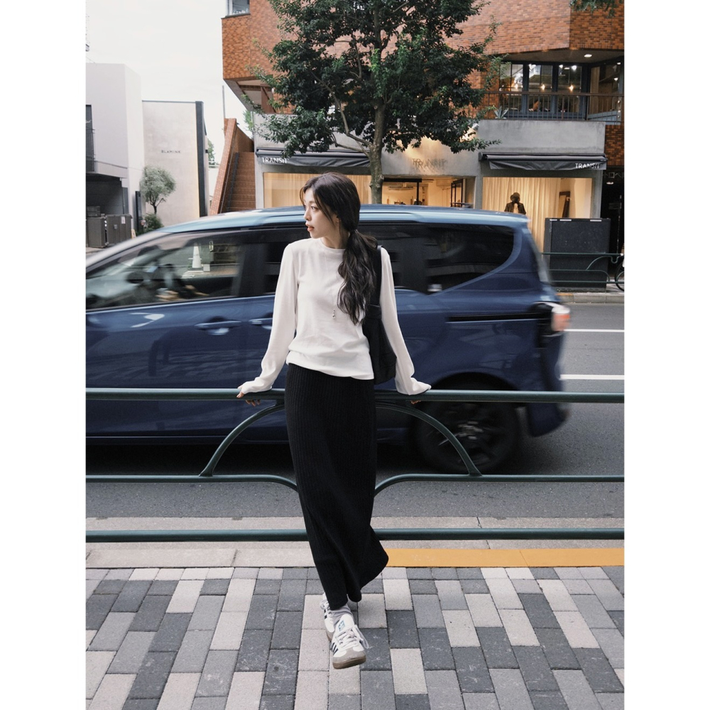 正韓製 All Day 針織長裙 skirt 2色 ( slowand 自訂款 ) 2種裙長-細節圖9