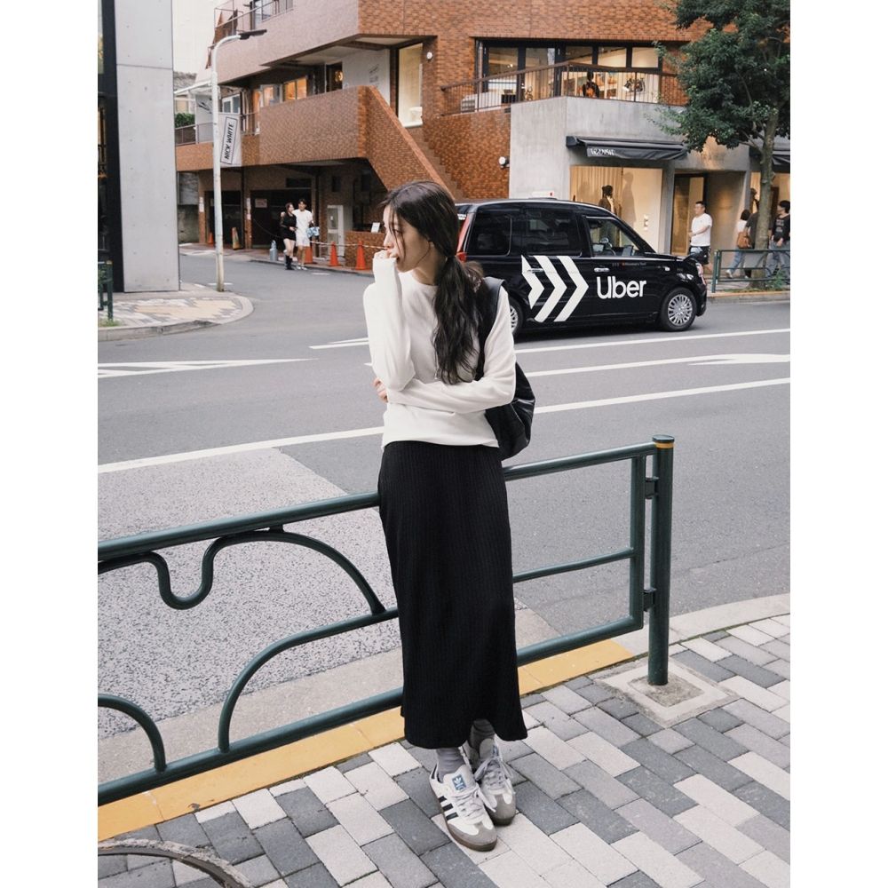 正韓製 All Day 針織長裙 skirt 2色 ( slowand 自訂款 ) 2種裙長-細節圖10