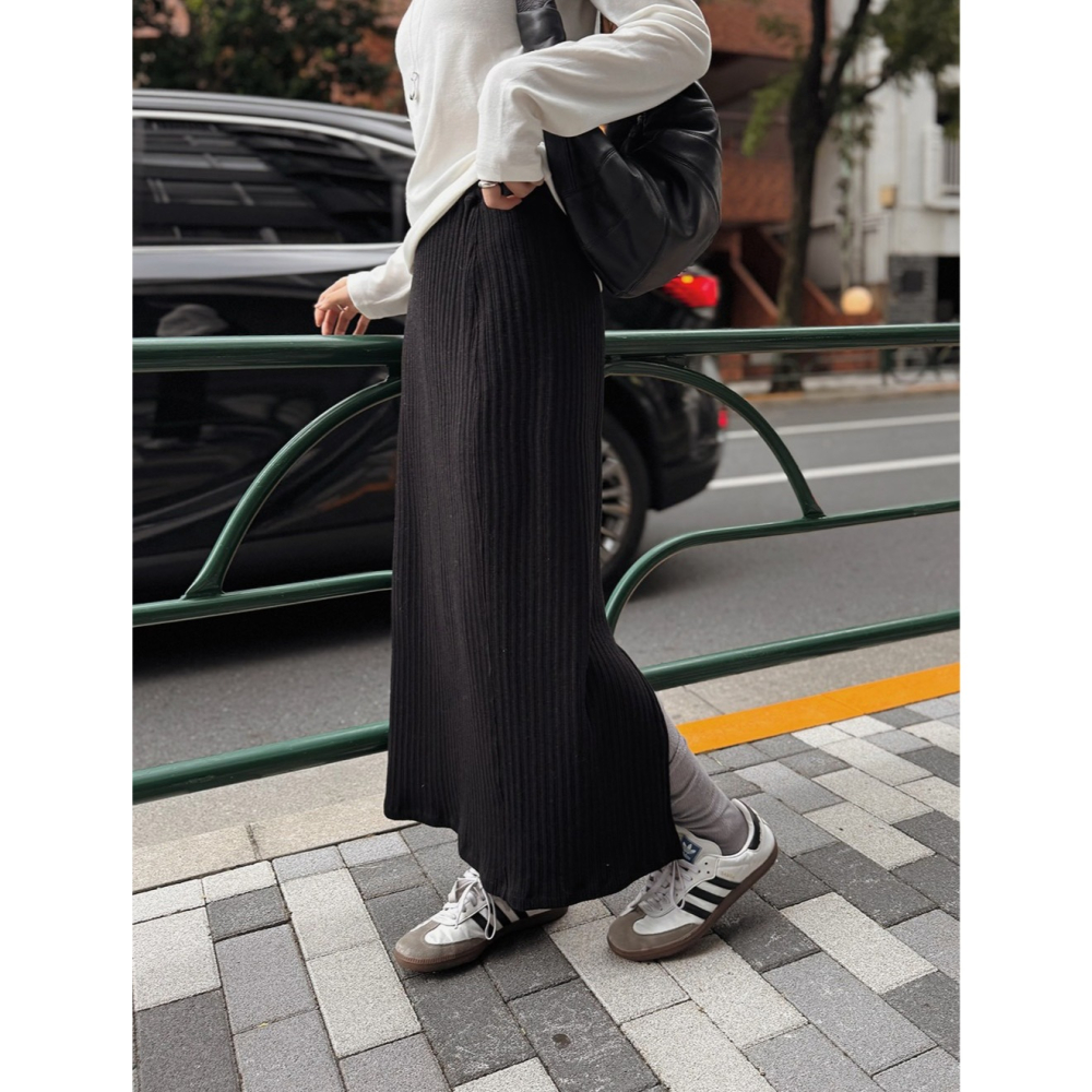 正韓製 All Day 針織長裙 skirt 2色 ( slowand 自訂款 ) 2種裙長-細節圖11