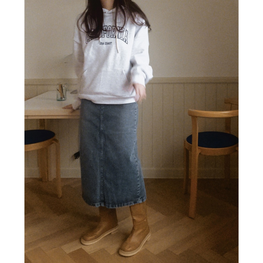 正韓製復古霧藍丹寧長裙 skirt ( slowand ) 牛仔裙 裙子-細節圖2