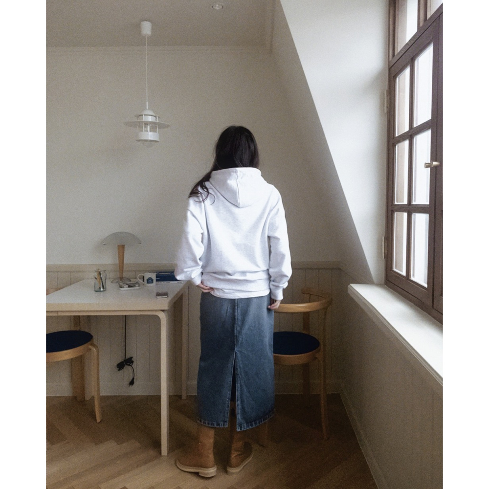 正韓製復古霧藍丹寧長裙 skirt ( slowand ) 牛仔裙 裙子-細節圖3