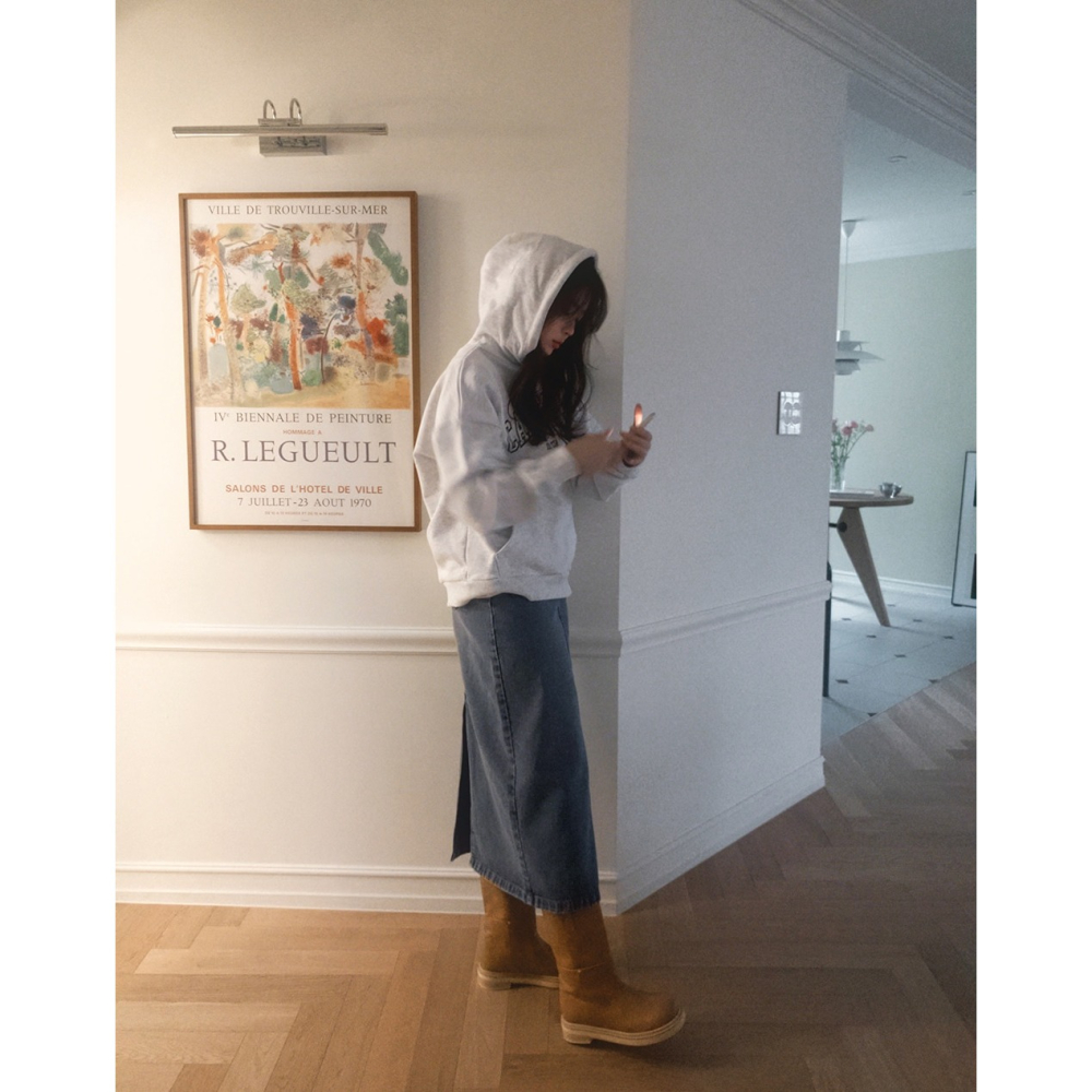 正韓製復古霧藍丹寧長裙 skirt ( slowand ) 牛仔裙 裙子-細節圖4