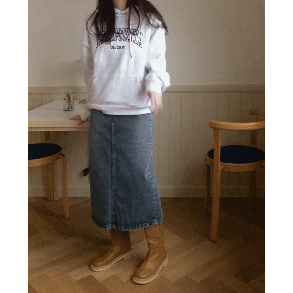 正韓製復古霧藍丹寧長裙 skirt ( slowand ) 牛仔裙 裙子-細節圖5