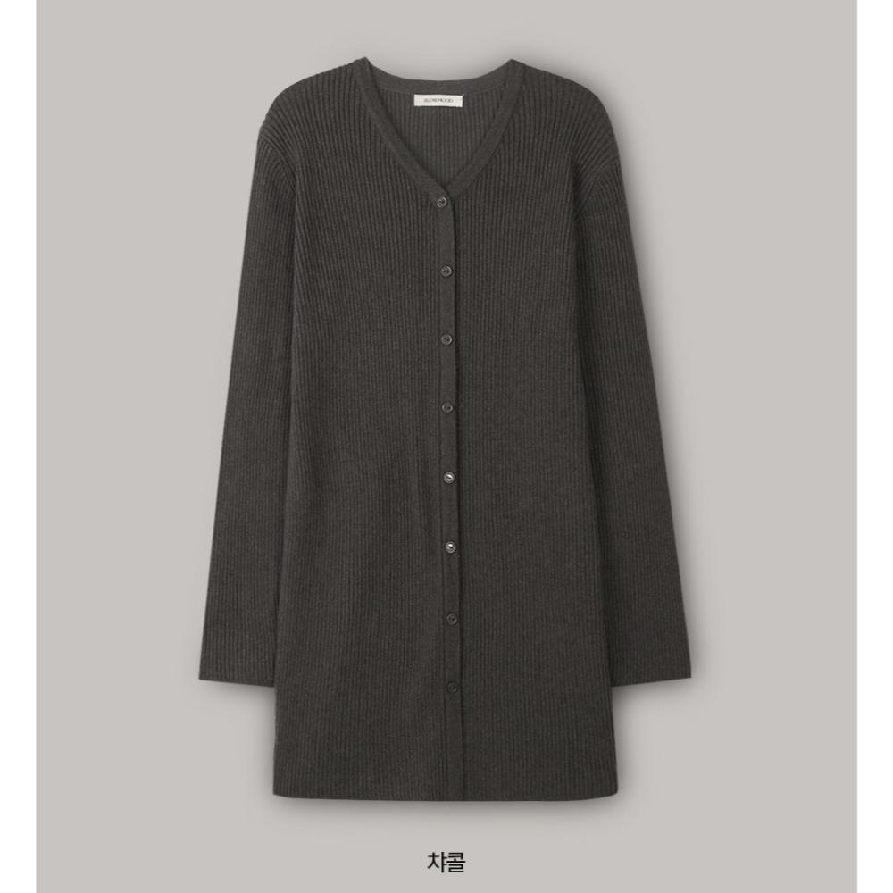 2種裙長 羅紋針織綁帶洋裝 dress 4色 （ slowand ） 長袖 連身裙 V領 綁帶-規格圖11