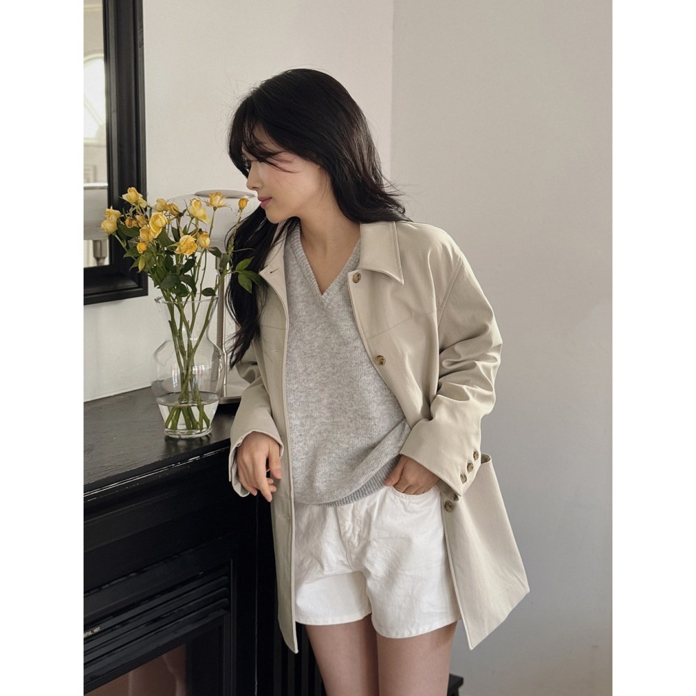 正韓製柔軟親膚標誌V領針織上衣 knit ( slowand 自訂款 ) 長袖 毛衣-細節圖10
