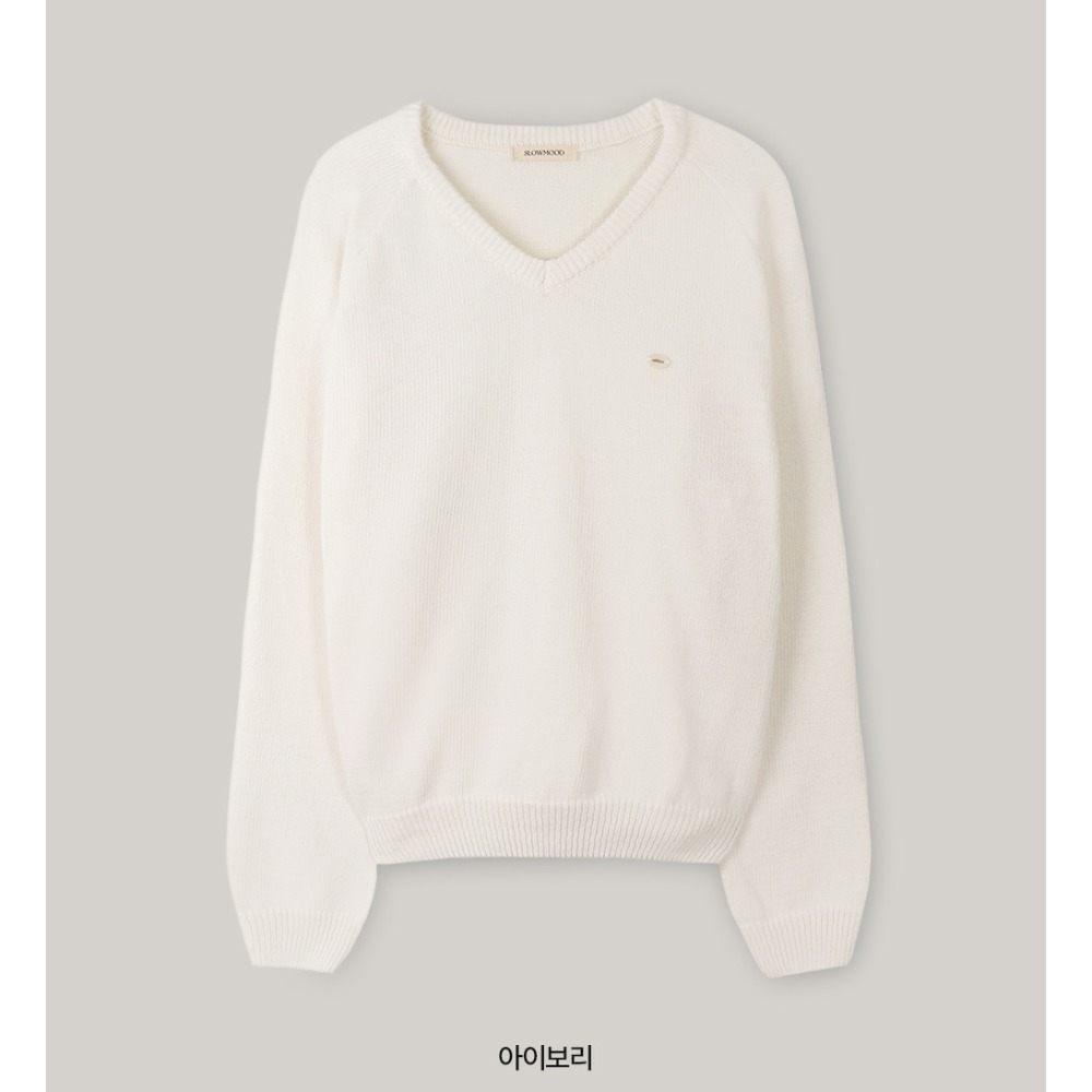 正韓製柔軟親膚標誌V領針織上衣 knit ( slowand 自訂款 ) 長袖 毛衣-規格圖11