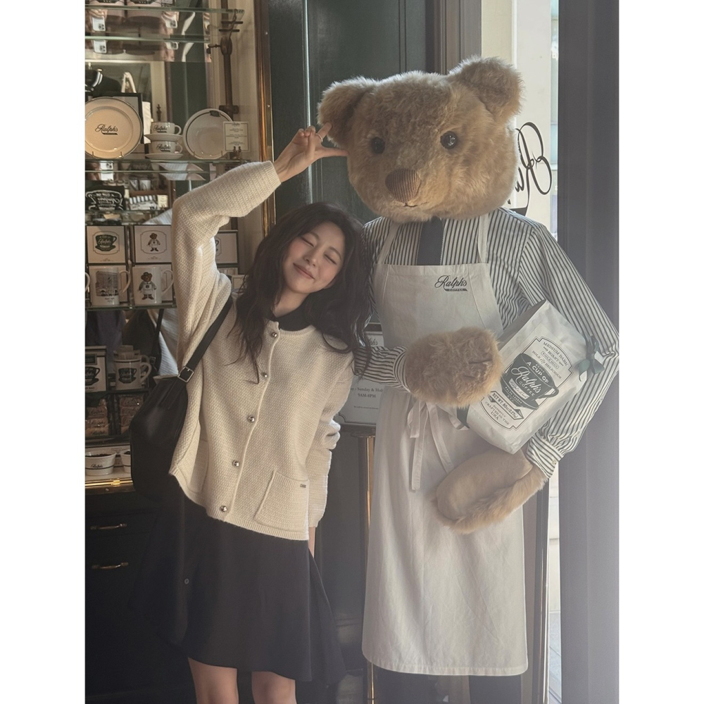 端莊毛呢風針織外套 cardigan 2色 ( slowand 自訂款 ) 長袖 柔軟 開衫 粗花呢-細節圖9