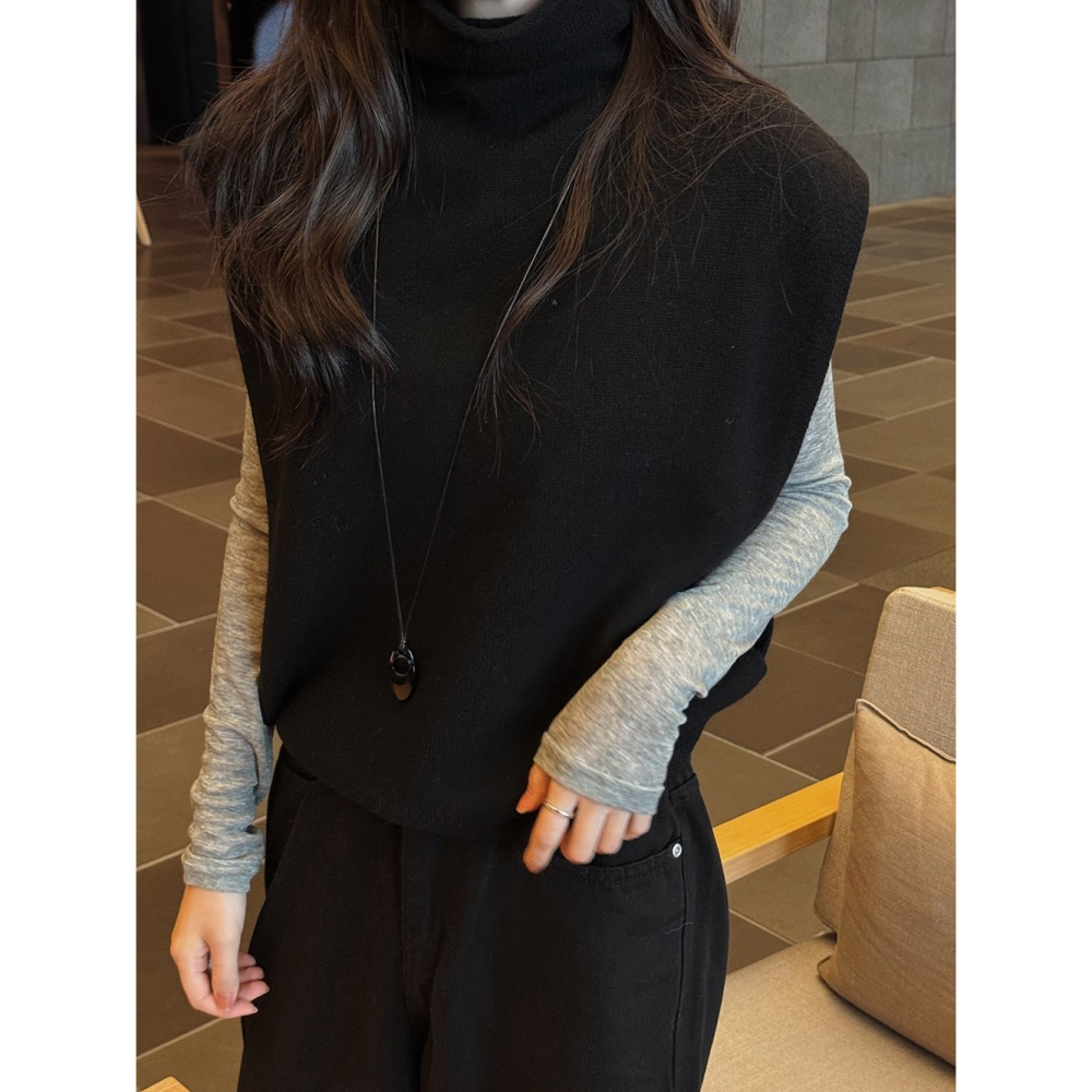 全羊毛針織背心 (Wool 100%) knit vest 2色 ( slowand 自訂款 ) 無袖 外搭 馬甲 毛衣-細節圖6