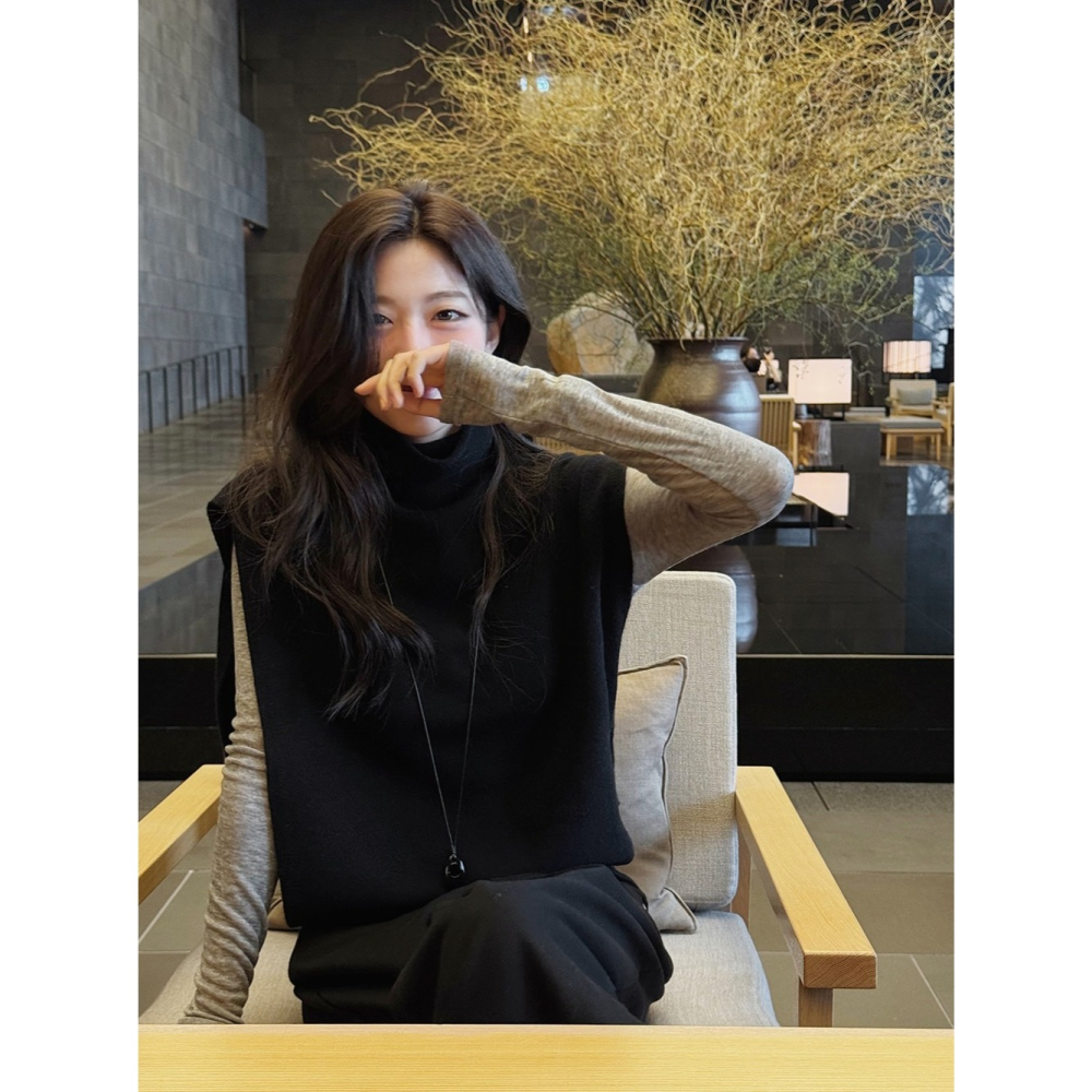 全羊毛針織背心 (Wool 100%) knit vest 2色 ( slowand 自訂款 ) 無袖 外搭 馬甲 毛衣-細節圖7
