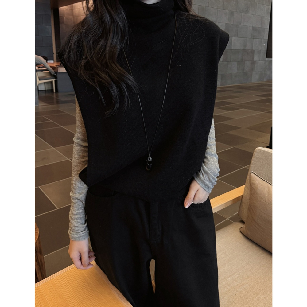 全羊毛針織背心 (Wool 100%) knit vest 2色 ( slowand 自訂款 ) 無袖 外搭 馬甲 毛衣-細節圖9