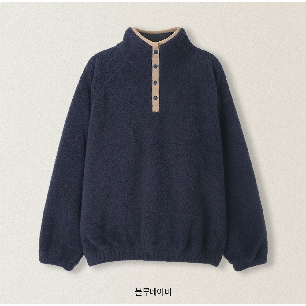 正韓製溫暖羊羔絨半開襟上衣 4色 / slowand 自訂款 長袖 高領 寬鬆 厚刷毛 羔羊毛 毛衣-規格圖11